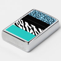 Leopard Print, Zebra Print, Animal Print, Blue Zippo Lighter