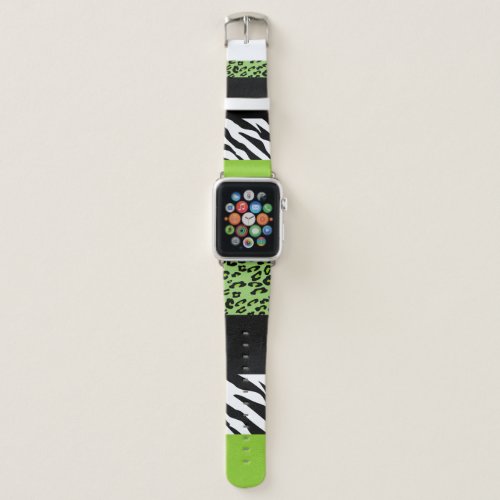 Leopard Print Zebra Print Animal Print Green Apple Watch Band