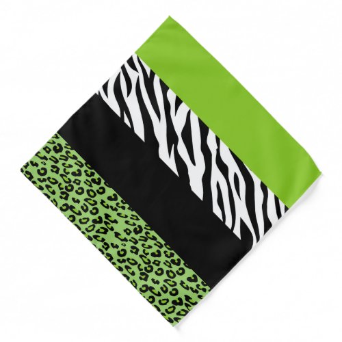 Leopard Print Zebra Print Animal Print Green Bandana