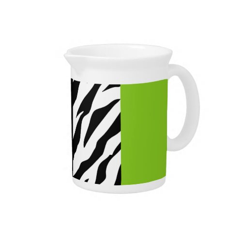 Leopard Print Zebra Print Animal Print Green Beverage Pitcher