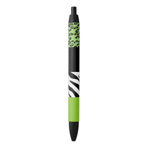 Leopard Print Zebra Print Animal Print Green Black Ink Pen