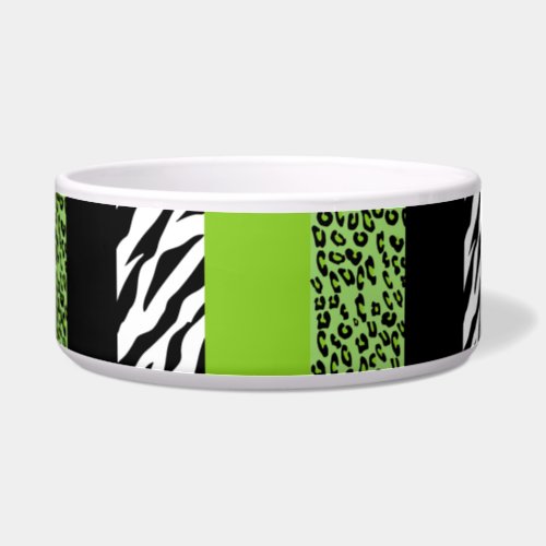 Leopard Print Zebra Print Animal Print Green Bowl