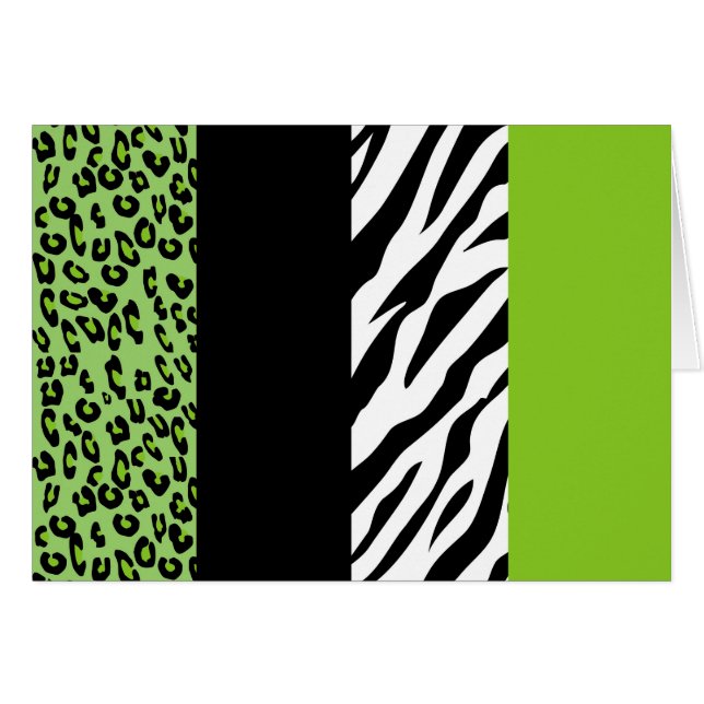 Leopard Print, Zebra Print, Animal Print, Green Cards (Front Horizontal)