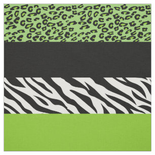 Leopard Print, Zebra Print, Animal Print, Green Fabric