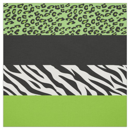 Leopard Print Zebra Print Animal Print Green Fabric