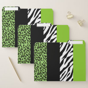 Leopard Print, Zebra Print, Animal Print, Green File Folder