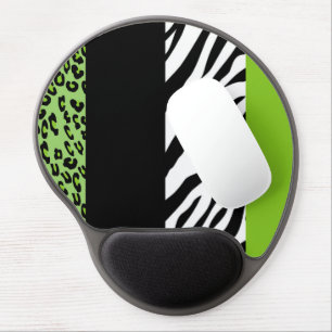Leopard Print, Zebra Print, Animal Print, Green Gel Mouse Pad