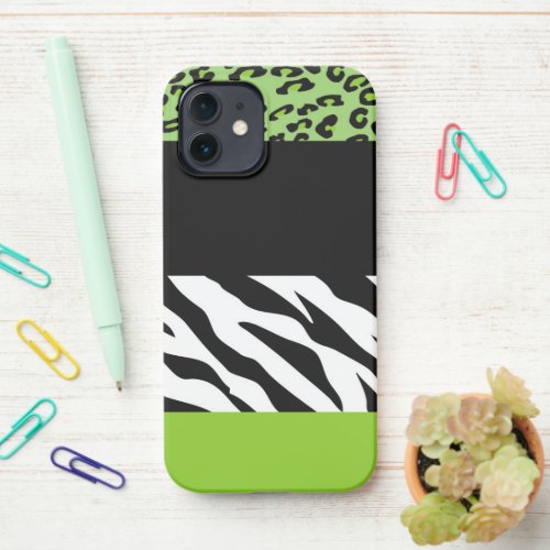 Leopard Print Zebra Print Animal Print Green iPhone 12 Case