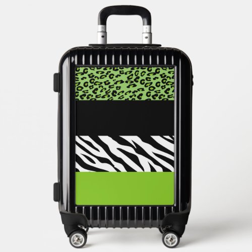 Leopard Print Zebra Print Animal Print Green Luggage