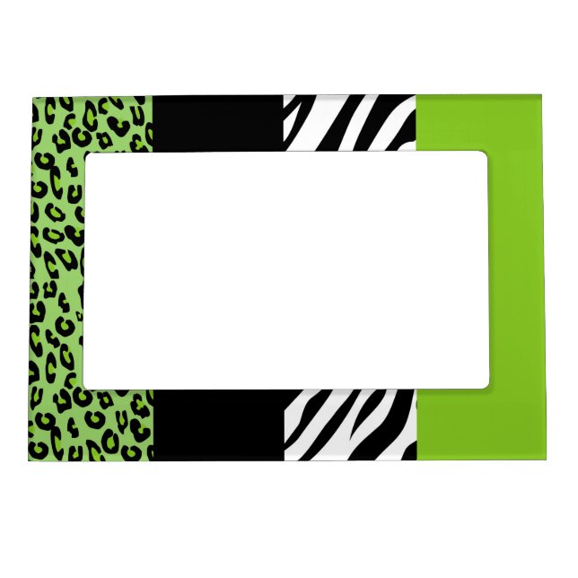 Leopard Print, Zebra Print, Animal Print, Green Magnetic Frame (Front)