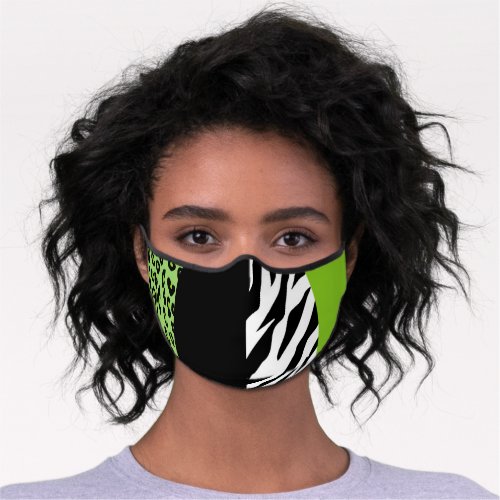 Leopard Print Zebra Print Animal Print Green Premium Face Mask
