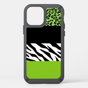 Leopard Print, Zebra Print, Animal Print, Green Speck iPhone 12 Case