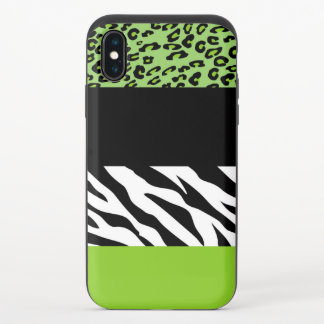 Leopard Print, Zebra Print, Animal Print, Green iPhone X Slider Case