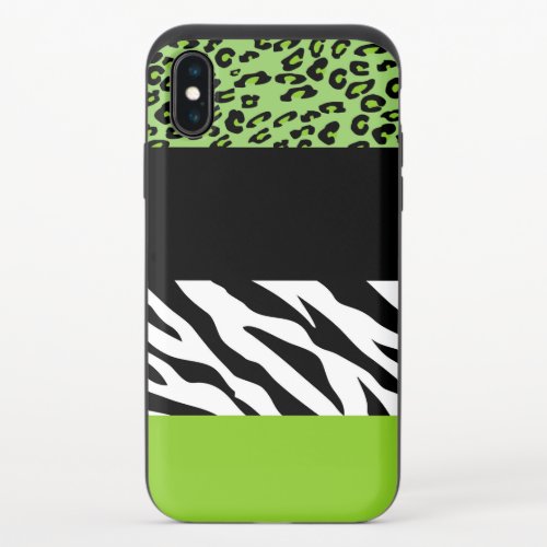 Leopard Print Zebra Print Animal Print Green iPhone X Slider Case