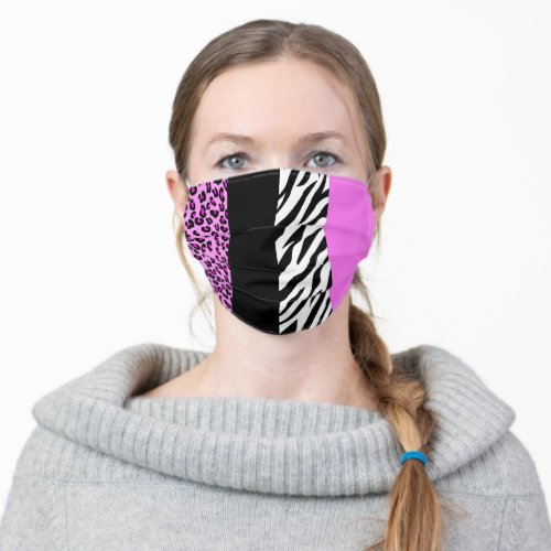 Leopard Print Zebra Print Animal Print Pink Adult Cloth Face Mask