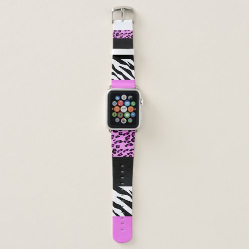 Leopard Print Zebra Print Animal Print Pink Apple Watch Band