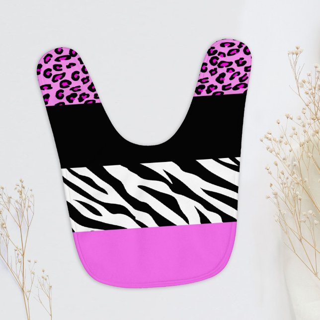 Leopard Print, Zebra Print, Animal Print, Pink Baby Bib (Creator Uploaded)
