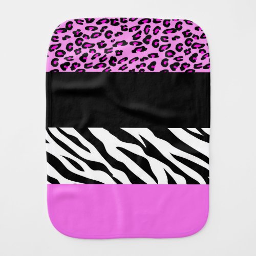 Leopard Print Zebra Print Animal Print Pink Baby Burp Cloth