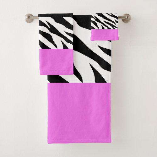 Leopard Print Zebra Print Animal Print Pink Bath Towel Set