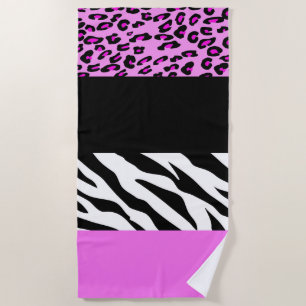 Leopard Print, Zebra Print, Animal Print, Pink Beach Towel