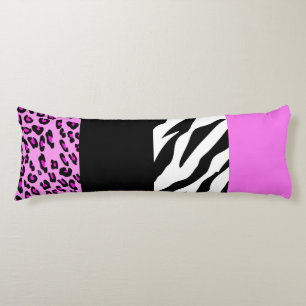 Leopard Print, Zebra Print, Animal Print, Pink Body Pillow