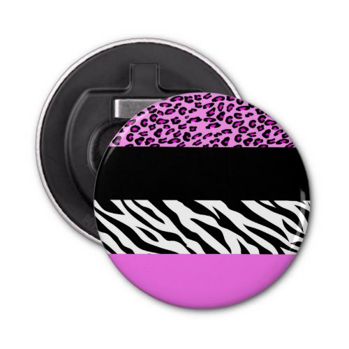 Leopard Print Zebra Print Animal Print Pink Bottle Opener