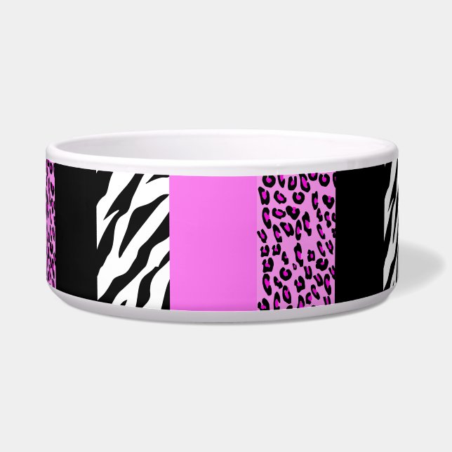 Leopard Print, Zebra Print, Animal Print, Pink Bowl (Front)