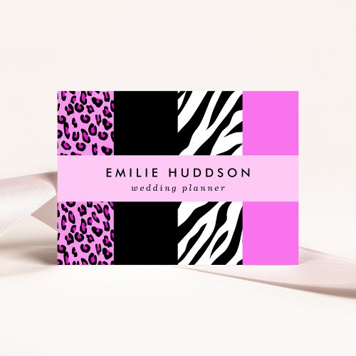 Leopard Print Zebra Print Animal Print Pink Business Card