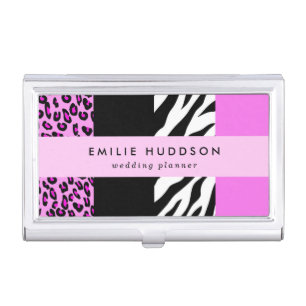 Leopard Print, Zebra Print, Animal Print, Pink Business Card Case