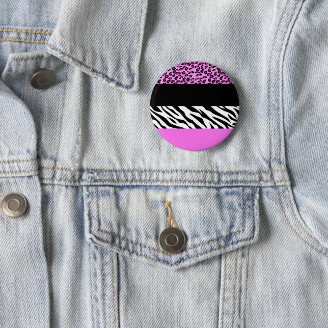 Leopard Print, Zebra Print, Animal Print, Pink Button (In Situ)
