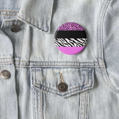 Leopard Print Zebra Print Animal Print Pink Button