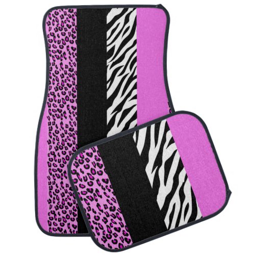 Leopard Print Zebra Print Animal Print Pink Car Floor Mat