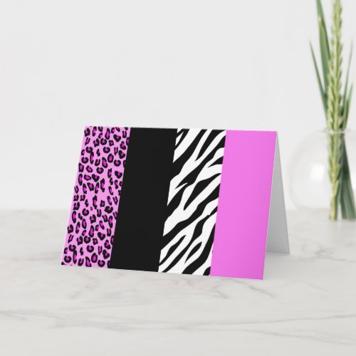 Leopard Print Zebra Print Animal Print Pink Card