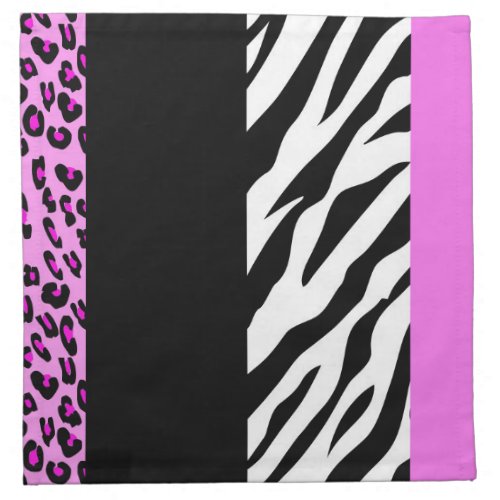 Leopard Print Zebra Print Animal Print Pink Cloth Napkin