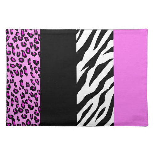 Leopard Print Zebra Print Animal Print Pink Cloth Placemat