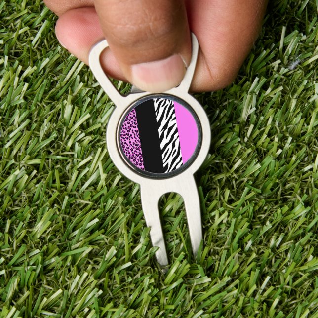 Leopard Print, Zebra Print, Animal Print, Pink Divot Tool (Insitu 1)
