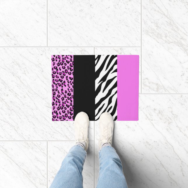 Leopard Print, Zebra Print, Animal Print, Pink Doormat (Indoor)