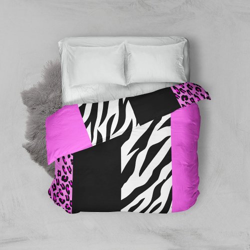 Leopard Print Zebra Print Animal Print Pink Duvet Cover