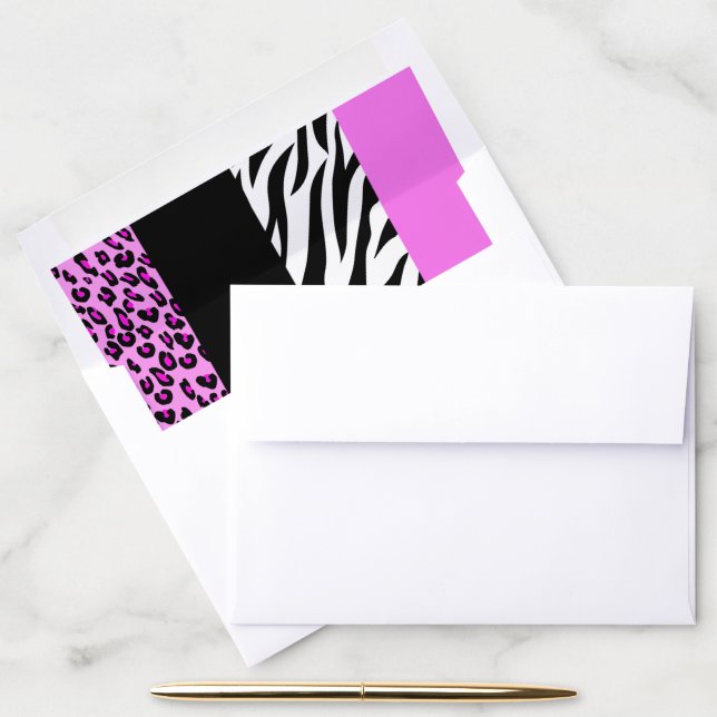 Leopard Print, Zebra Print, Animal Print, Pink Envelope Liner (Desk)