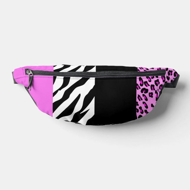 Leopard Print, Zebra Print, Animal Print, Pink Fanny Pack (Lay Down)