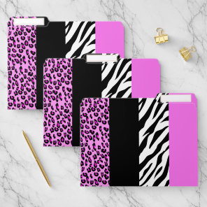 Leopard Print, Zebra Print, Animal Print, Pink File Folder