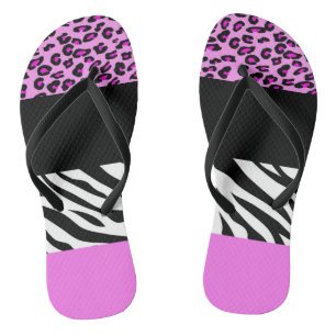 Leopard Print, Zebra Print, Animal Print, Pink Flip Flops
