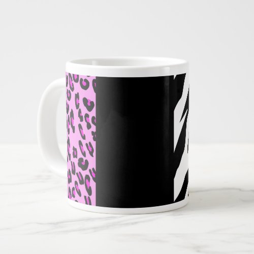 Leopard Print Zebra Print Animal Print Pink Giant Coffee Mug