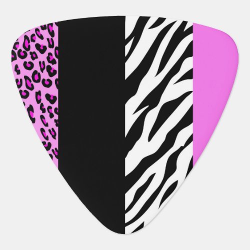 Leopard Print Zebra Print Animal Print Pink Guitar Pick