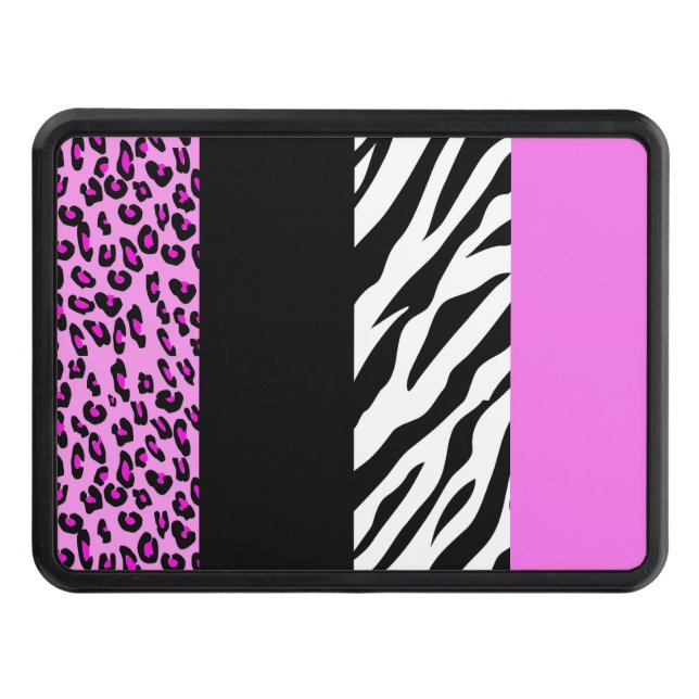 Leopard Print, Zebra Print, Animal Print, Pink Hitch Cover (Front)