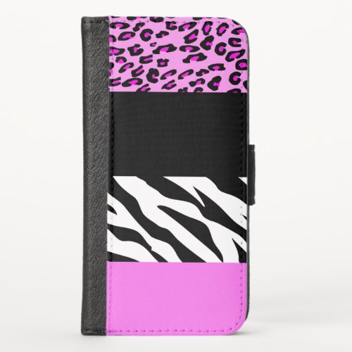 Leopard Print Zebra Print Animal Print Pink iPhone X Wallet Case