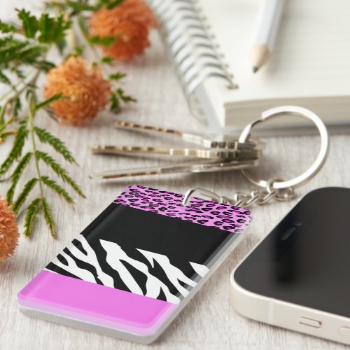 Leopard Print Zebra Print Animal Print Pink Keychain