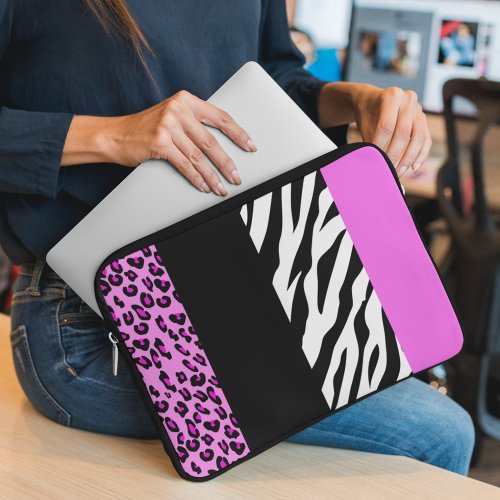 Leopard Print Zebra Print Animal Print Pink Laptop Sleeve