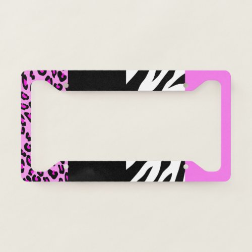 Leopard Print Zebra Print Animal Print Pink License Plate Frame