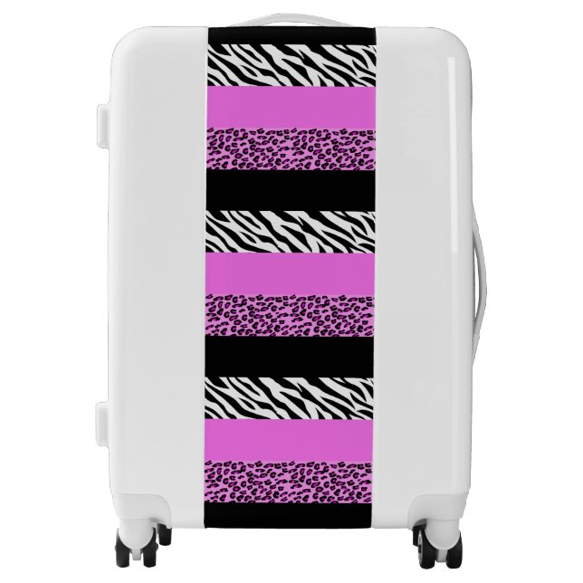 Leopard Print, Zebra Print, Animal Print, Pink Luggage (Front)